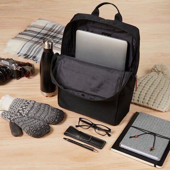 NWT DSW Backpack, Canvas with Leather Details, Black & Tan, Full Size Men Unisex - Picture 1 of 8